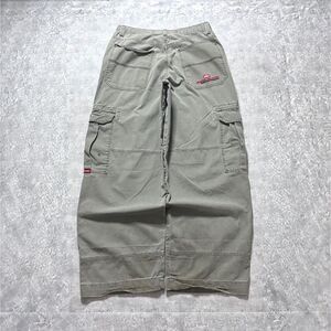 Vintage 90s JNCO Olive Green Army Cargo Pants Wide Baggy Distressed Size 36x34